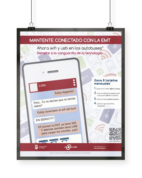 Cartel Campaña Mantente conectado con la EMT - SOYTUTIPO